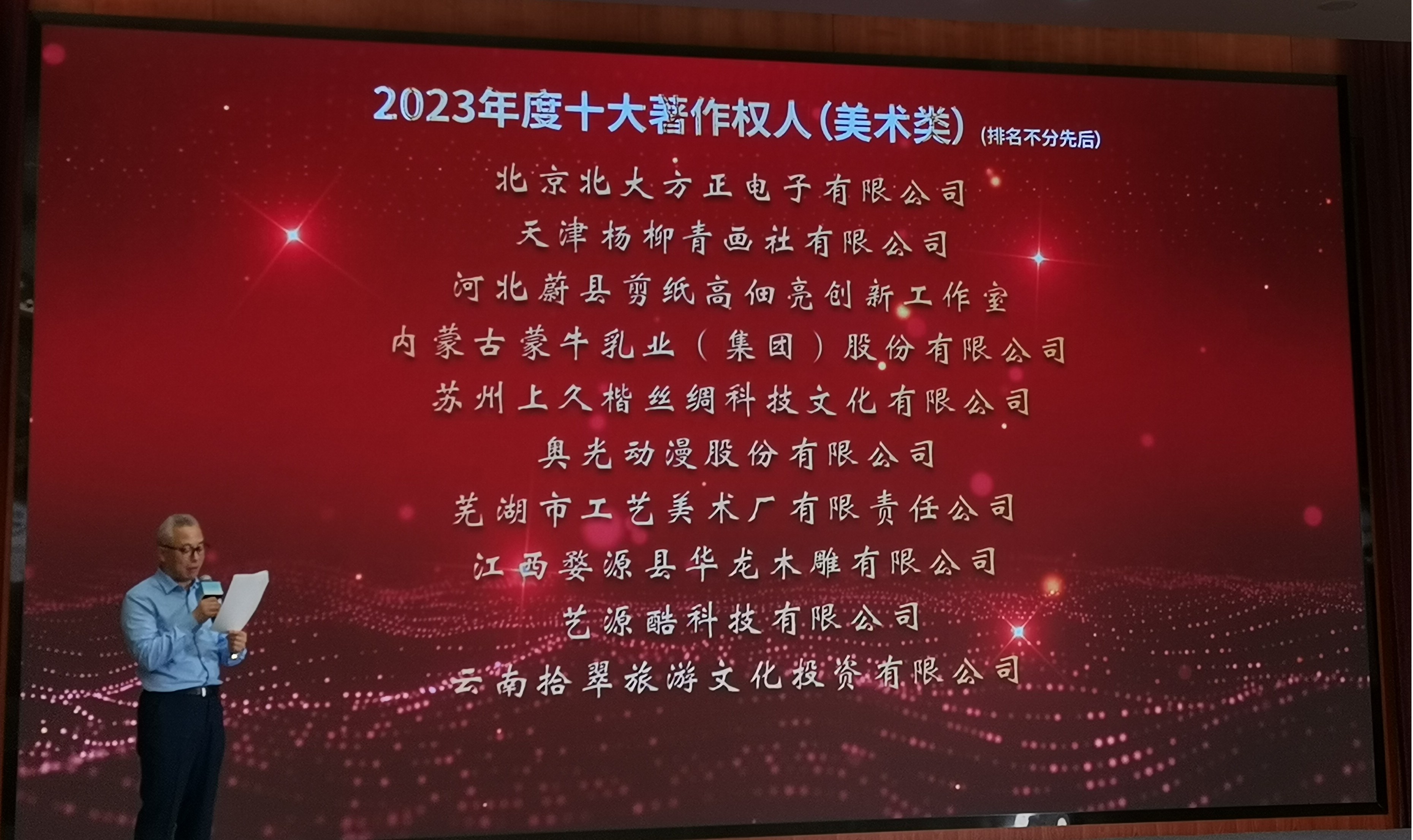 芜湖市工艺美术厂有限责任公司荣获 “2023年度十大著作权人”称号